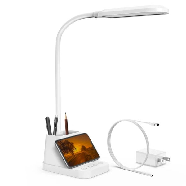 Latitude Run® 23'' Desk Lamp with USB and Outlet, Flexible Gooseneck Table Light for Kids, 650LM, Phone Mount, Pen Holder, Timer Settings, Study Essentials for College Dorm Room Home Office Bedroom & Reviews | Wayfair