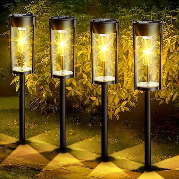 Nigecue Solarlampen für Außen Garten, 4 Stück Vintage Solarleuchten Gartenleuchten mit Helle Wolfram Licht, 800mAh Akku, IP65 Wasserdicht, Auto Ein/Aus, 3000K Warmweißes Licht für Rasen Terrasse Hof - Vintage-4 Stück