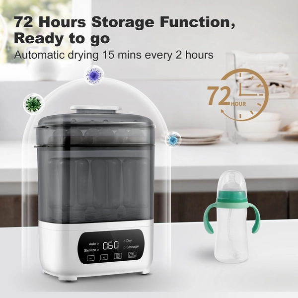 Vaporizador y Secador de Botellas 4-en-1 - Ajuste, Pantalla Táctil LED, Apagado Automático, 110V-130V