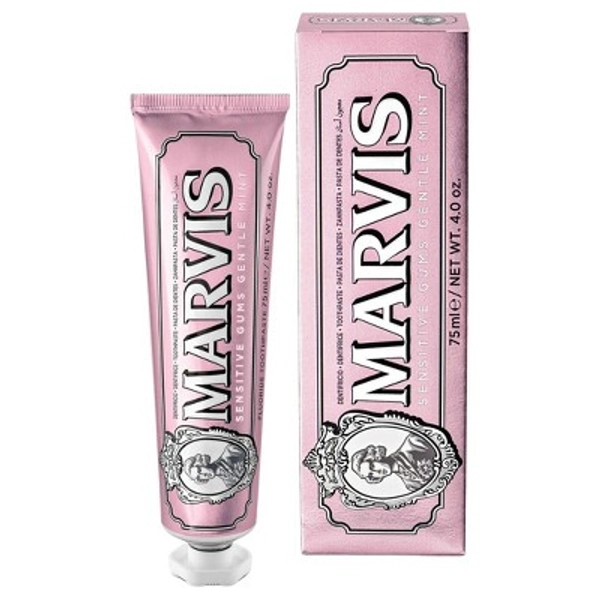 Marvis Sensitive Gums Gentle Mint Toothpaste (4.0 oz FULL FIZE) Sensational Flavored Tooth Paste Helps Remove Teeth Plaque & Reduce Gum Sensitivity