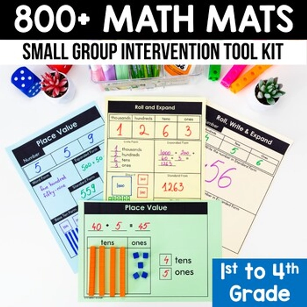 800 Math Mats Graphic Organizers Templates Anchor Chart Small Group Intervention