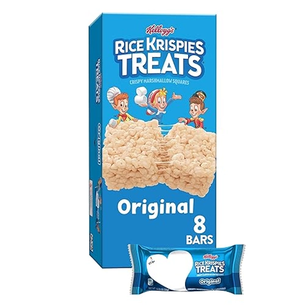 Rice Krispies Treats Crispy Marshmallow Squares, Kids Snacks, Snack Bars, Original, 6.2oz Box (8 Bars) - Original Marshmallow