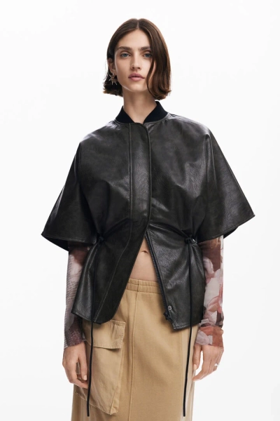 Poncho effet cuir pour femme I Desigual.com