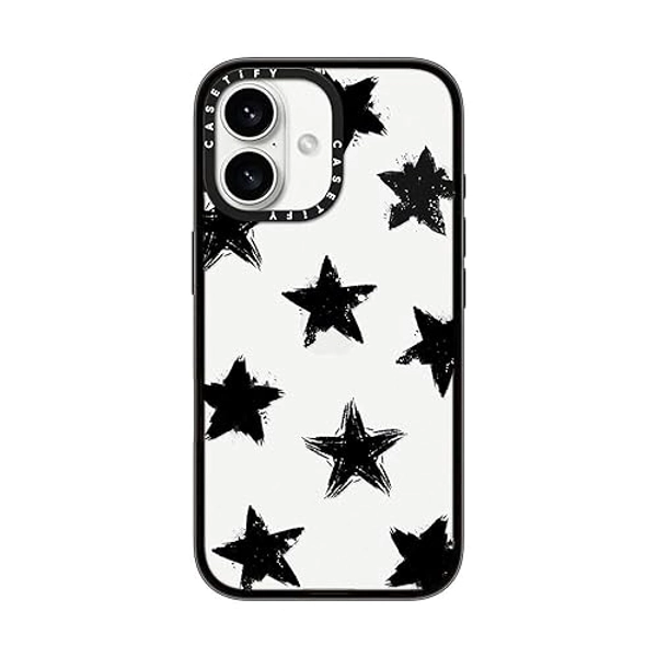 CASETiFY Compact Case for iPhone 16 [Lightweight / 4 ft. 2X Military Grade Drop Protection/Slim] - Star Marks - Clear Black - Star Marks - iPhone 16 (6.1")