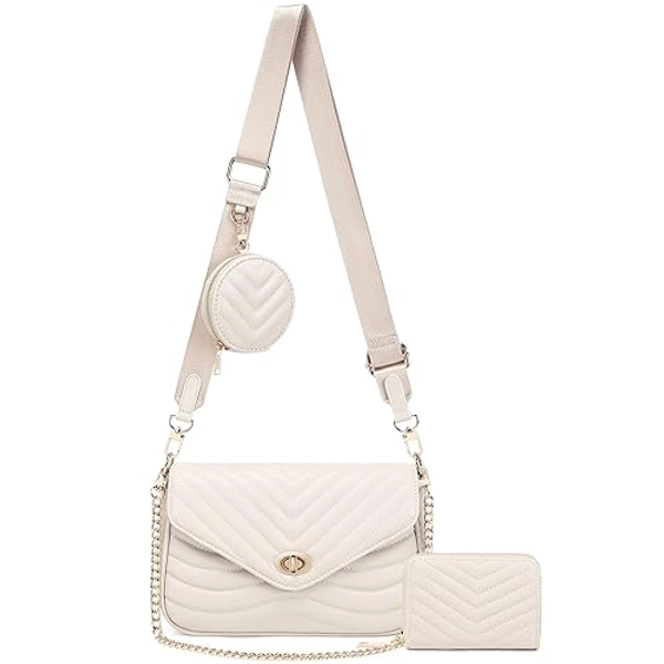 JEEHAN Quilted Crossbody Bags for women Designer Shoulder Handbags Small Purse - A4-nude