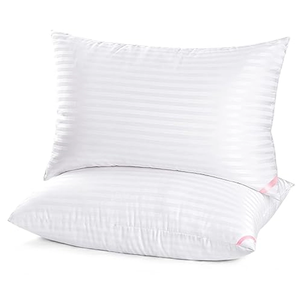 EIUE Hotel Collection Bed Pillows for Sleeping 2 Pack Queen Size，Pillows for Side and Back Sleepers,Super Soft Down Alternative Microfiber Filled Pillows,20 x 30 Inches - White - Queen (Pack of 2)