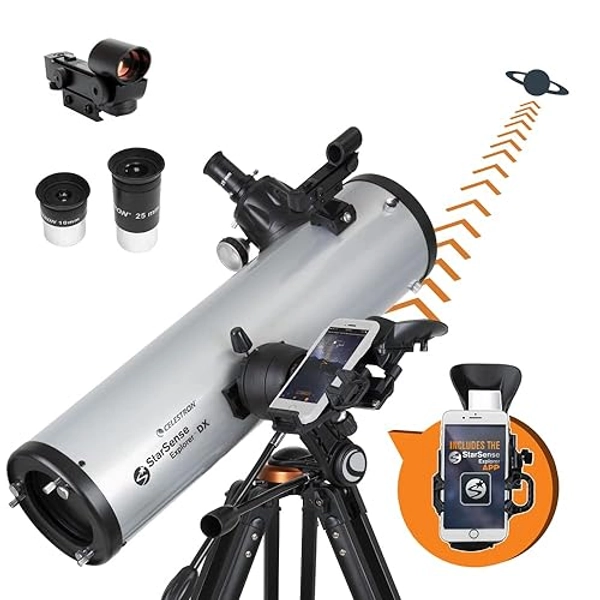 CELESTRON StarSense Explorer DX 130AZ Smartphone App-Enabled Telescope – Works with StarSense App to Help You Find Stars, Planets & More – 130mm Newtonian Reflector – iPhone/Android Compatible - Starsense Explorer DX 130