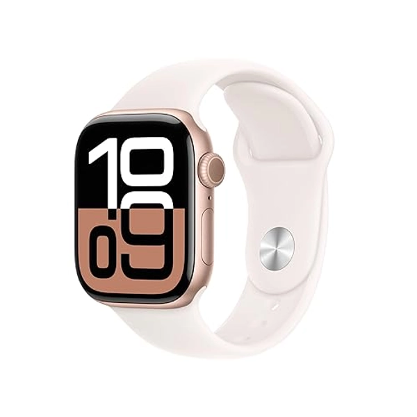 Apple Watch Series 10 [GPS + Cellular 42mm case] Smartwatch with Rose Gold Aluminium Case with Light Blush Sport Band - S/M. Fitness Tracker, ECG App, Always-On Retina Display, Water Resistant - RoseGold Aluminium Case with LightBlush Sport Band - 42mm case - S/M - fits 130–180mm wrists - Without AppleCare+