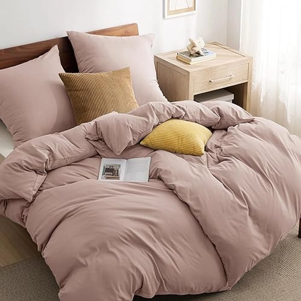 BEDSURE Bettwäsche 135x200 4teilig Adobe Rose - Bettwäsche Rosa 2 Bettbezüge 135x200 cm + 2 Kissenbezüge 80X80 cm, ÖKO-TEX Bettwäsche-Sets Polyester Mikrofaser mit Reißverschluss - 08 - Adobe Rose - 135 x 200 cm 4 teilig
