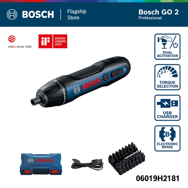 BOSCH GO 2 Kit Smart Screwdriver (with 33pcs Accessories) | Shopee Singapore
