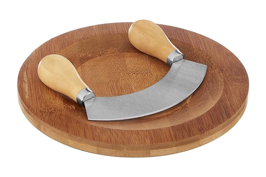 Premier Housewares 1103682 Herb Chopping Board with Mezzaluna Chopper - Bamboo,Brown