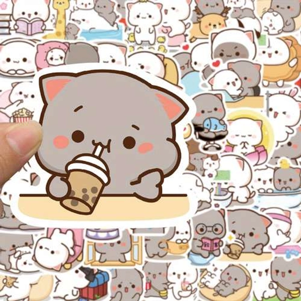 60 pièces d'autocollants de chat pêche - pvc cartoon mignons, réutilisables et auto-adhésifs pour bouteilles d'eau, ordinateurs portables, téléphones, bagages - autocollants en vinyle imperméables pour   et adultes,   variées –   – Temu