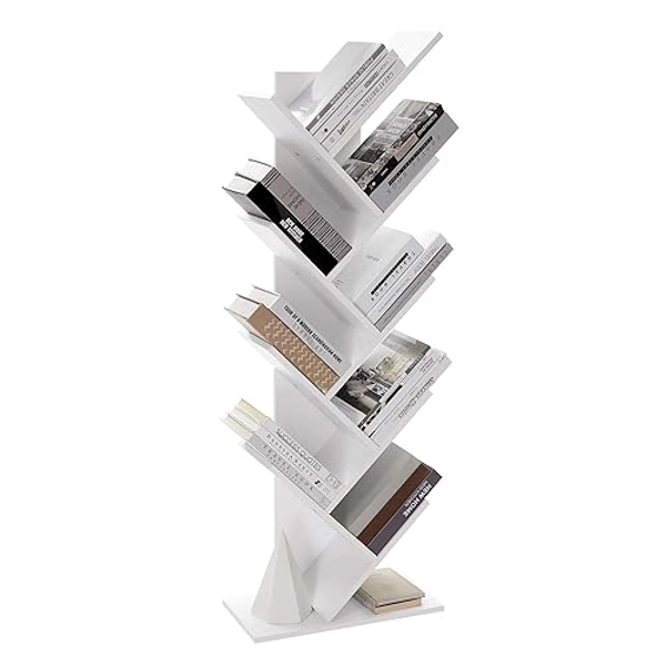VASAGLE Tree Bookshelf, 9-Tier Bookcase, Large Bookshelf, Space-Saving Corner Shelf, Book Tree, Holds Books, CDs, Games, for Bedroom, Living Room, Home Office, Cloud White ULBC11WTV1 - 9-Tier - Cloud White
