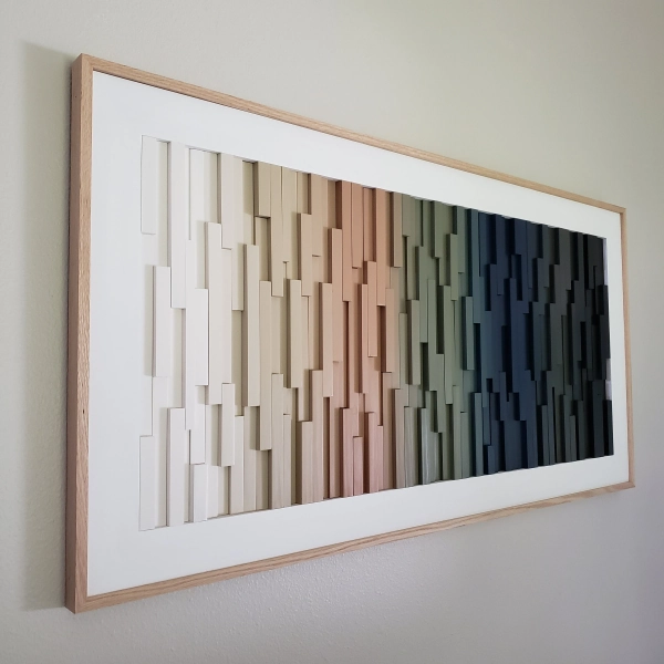 Framed Wall Art Large, Beautiful Artwork, Modern Wood Wall Sculpture,, Modern Decor, 24x48 Wall Art, White, Beige, Green, Blue, Brown, Black