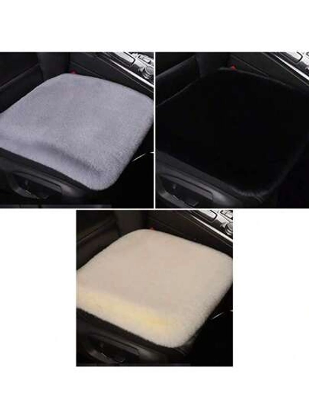 1pc Multi-Color Plush Car Seat Cushion, Short Plush Warm Seat Pad Without Backrest For Winter