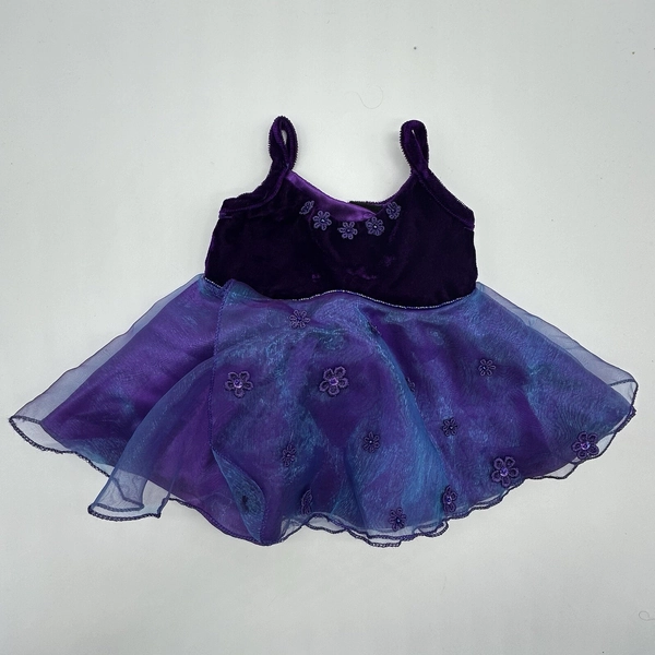 Purple Velvet Sequin Flower Iridescent Dress