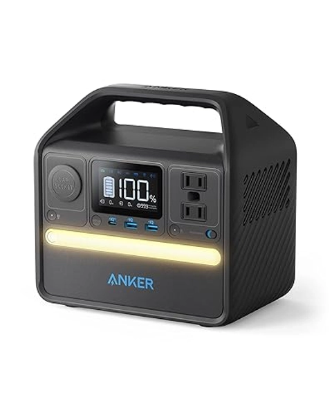 Anker 521 Portable Power Station Upgraded with LiFePO4 Battery, 256Wh 6-Port PowerHouse, 300W (Peak 600W) Solar Generator (Solar Panel Optional), 2 AC Outlets, 60W USB-C PD Output, Outdoor Generator - Anker 521 Portable Power Station