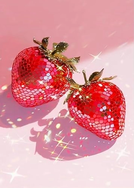 RYMILIE Strawberry Diamond Art Painting Kits for Adults, Full Drill Diamond Dots Paintings for Beginners, Round 5D Paint with Diamonds Pictures Gem Art Painting Kits DIY Crafts Kits 【11.8x15.7inch】 - DP00118