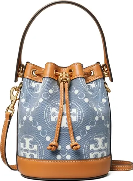 Mini T-Monogram Denim Bucket Bag