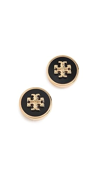 Tory Burch Women's Kira Enamel Circle Stud Earrings - Tory Gold/Black