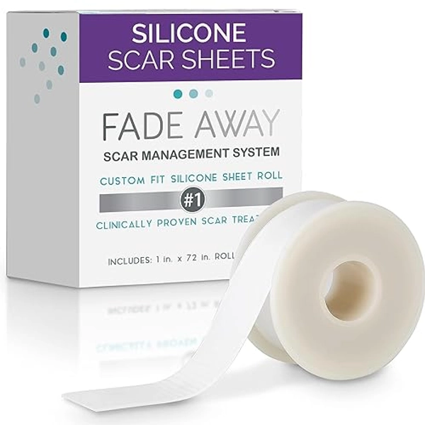Fade Away Scars - Original Silicone Scar Sheeting Roll- Custom Size Medical Grade- Effective Silicone Scar Sheets, Strips and Patches for Scars, Surgical Scar Tape, Silicone Scar Sheets.
