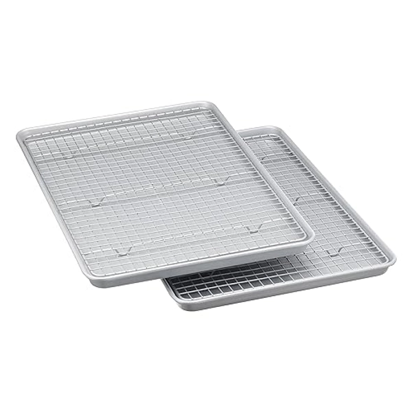 Amazon Basics Nonstick Baking Sheets & Cooling Rack Set, Half Sheet Size, 2-Pack, Gray - Gray - Half Sheet - 2 Pack