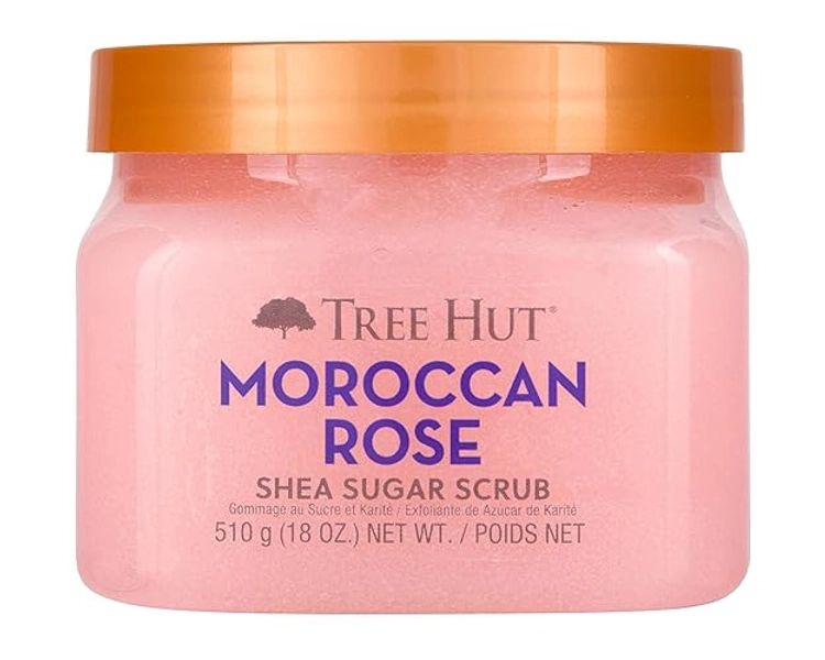 Tree Hut Moroccan Rose Shea Sugar Scrub | Exfoliating Body Scrub Removes Dead, Dry Skin for a Soft & Hydrated Feel | Nourishing Essential Body Care | 18 fl oz. - Moroccan Rose