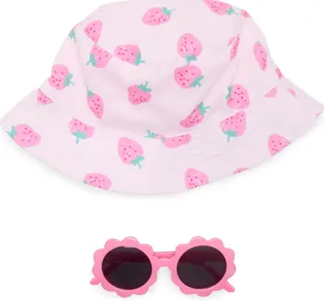Little Me Strawberry Bucket Hat & Sunglasses Set | Nordstromrack