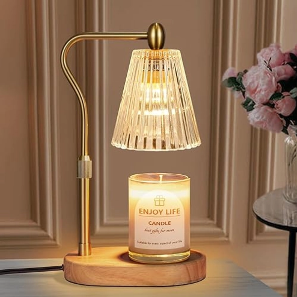 seenlast Candle Warmer Lamp with Timer Dimmer Adjustable Height for New Home Bedroom,Birthday Gifts for Women,Vintage Home Decor for Scented Jar - Amber
