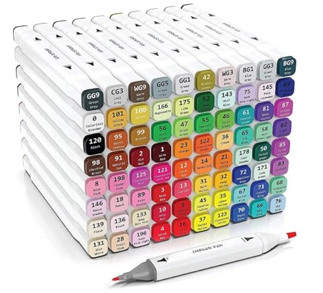 Kebuye Alcohol Markers Set 80 Colors, Art Markers for Adult Coloring Dual Tip Permanent for Drawing Sketching, Alcohol Based Markers with Case Perfect for Adult Artists Students Gift - White-80PCS