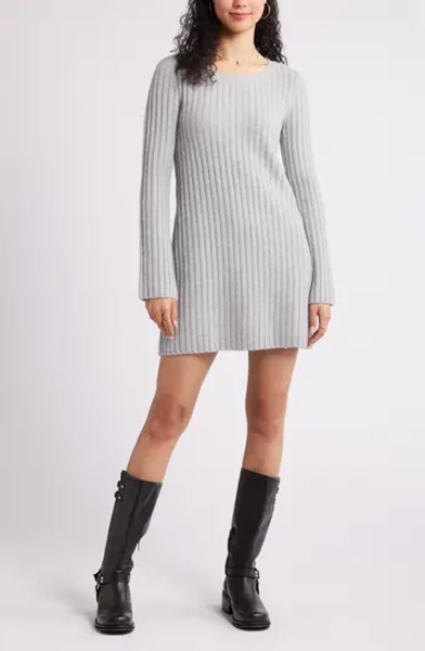 BP. Long Sleeve Rib Mini Sweater Dress | Nordstrom