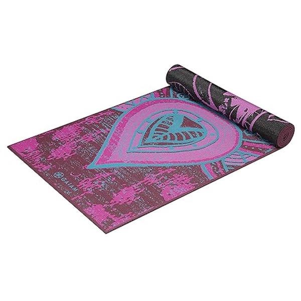 Gaiam Yoga Mat - Premium 6mm Print Reversible Extra Thick Non Slip Exercise & Fitness Mat for All Types of Yoga, Pilates & Floor Workouts (68" x 24" x 6mm Thick) - Be Free
