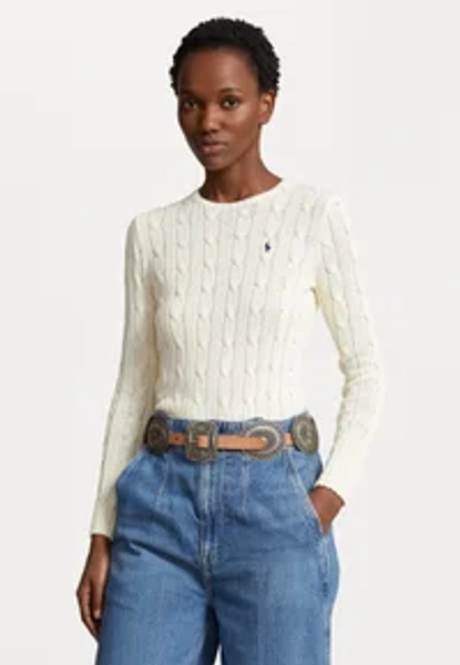 CABLE KNIT COTTON CREWNECK SWEATER - Maglione - offwhite