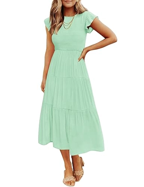 Any brand - Casual Flutter Sleeve Tiered Midi Dress