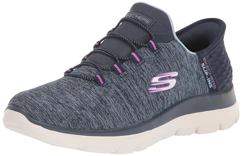 Skechers Women's Hands Free Slip-ins Summits Dazzling Haze Sneaker - 8 - Navy Purple