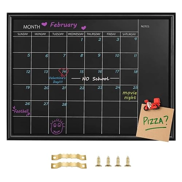 TORASO Calendar Chalkboard, Small Magnetic Surface Black Wood Frame Chalk Board for Planning/School Timetable/Memo,12 x 16 inches, Hanging Board for Office, School and Home(YLHB-BK-3040) - 12" x 16"