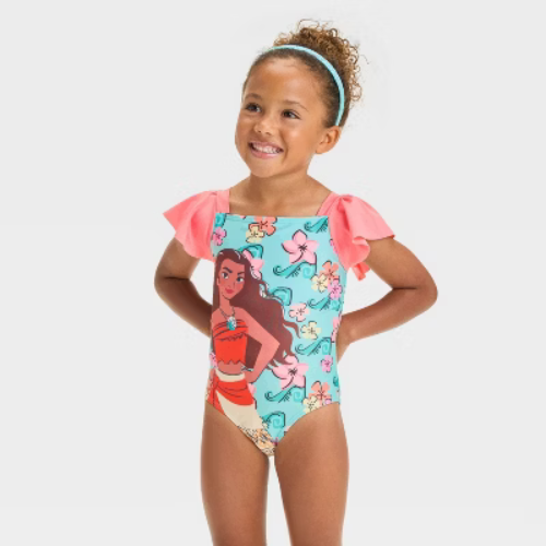 Toddler Girls' Moana One Piece Swimsuit - Green 4T