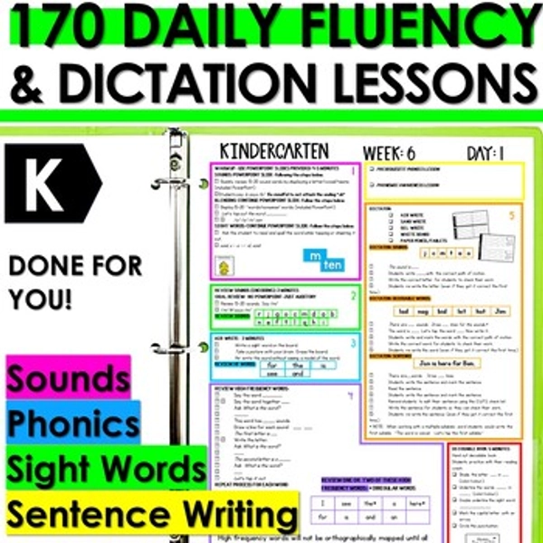 Kindergarten Phonics Science of Reading Lesson Plans Decodables Fluency Practice