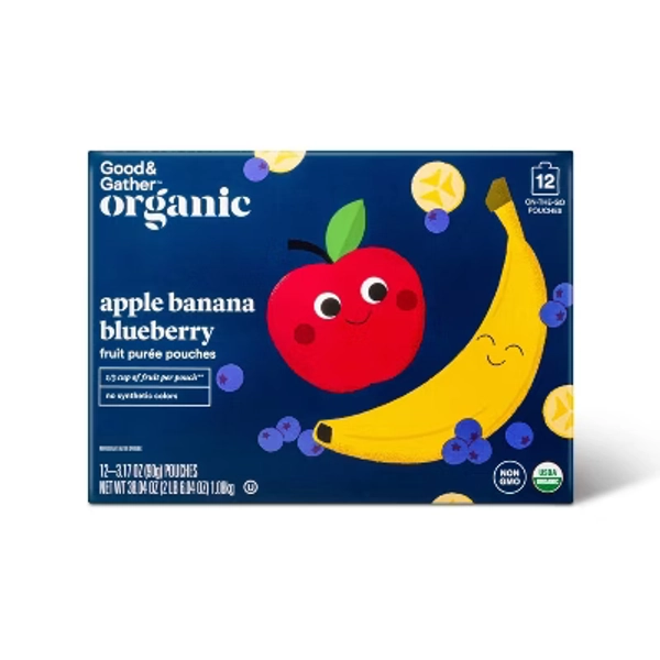 Apple-Banana-Blueberry Fruit Purée Pouches