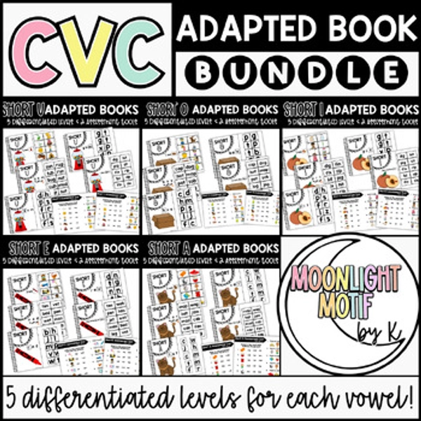CVC Adapted Books BUNDLE, Special Education, Short Vowel Interactive Books