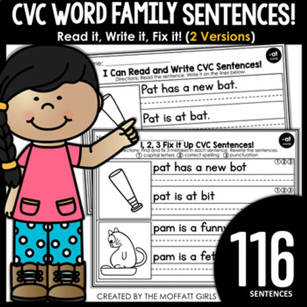 CVC Read and Fix it Up Sentences!