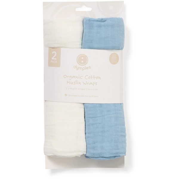 Dymples Cotton Muslin Wraps 2 Pack - Natural