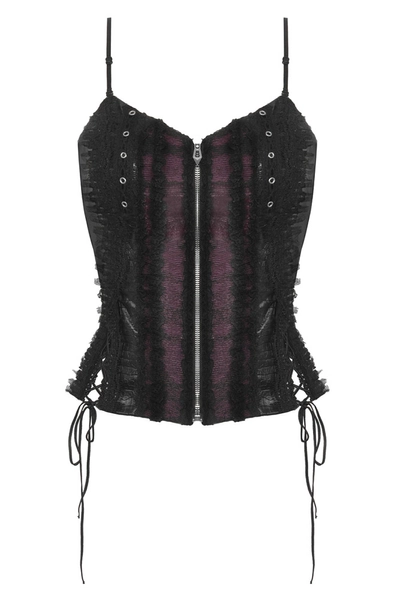 Branwen Red and Black Gothic Corset Top by Dark in Love - Ladies Gothic Tops - The Gothic Shop