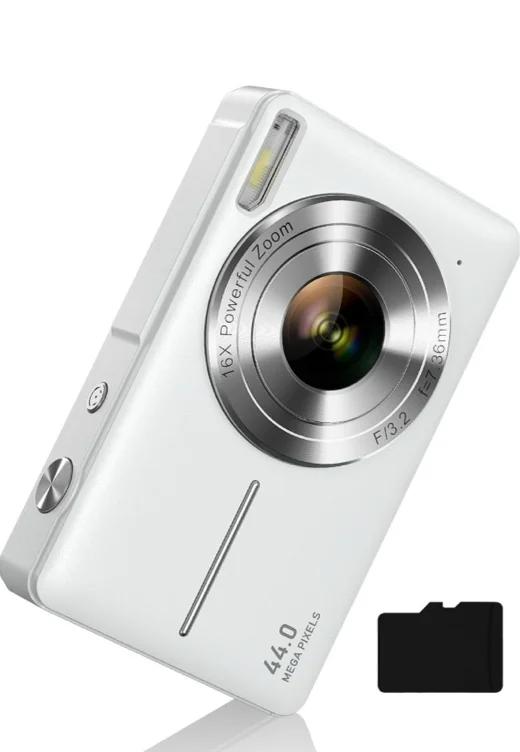Digital Camera, Camkory FHD 1080P Kids Camera 44MP Point and Shoot Digital Cameras with 32GB SD Card, 16X Zoom, Two Batteries, Lanyard, Compact Small Camera for Kids Boys Girls