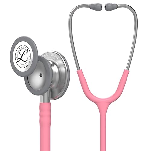 3M Littmann Classic III Monitoring Stethoscope, 5633, More Than 2X as Loud* and Weighs Less**, Stainless Steel Chestpiece, 27" Pearl Pink Tube - Pearl Pink Tube - Stainless-Finish Chestpiece
