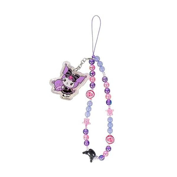 iFace Hello Kitty and Friends Beaded Wristlet Universal Phone Charm Strap - Cute Wrist Chain Lanyard Aesthetic Decor Strap for Cell Phone Camera Keys AirPods Keychains - Kuromi and Baku