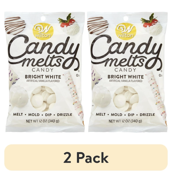 (2 pack) Wilton Vanilla Candy Melts, Mini White Chocolate Chips for Cake Pops, Cookies and Wafers, 12 oz.