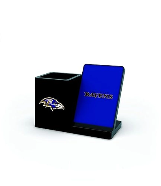 SOAR NFL Unisex Wireless Charging Stand and Desktop Organizer - Baltimore Ravens - One Size - Team Color
