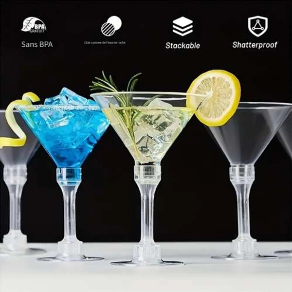 20pièces verres à cocktail martini réutilisables en plastique,   bpa, adaptés au lave-vaisselle, polyvalents, lavage à   uniquement | 90 Jours De Protection Pour   | Temu