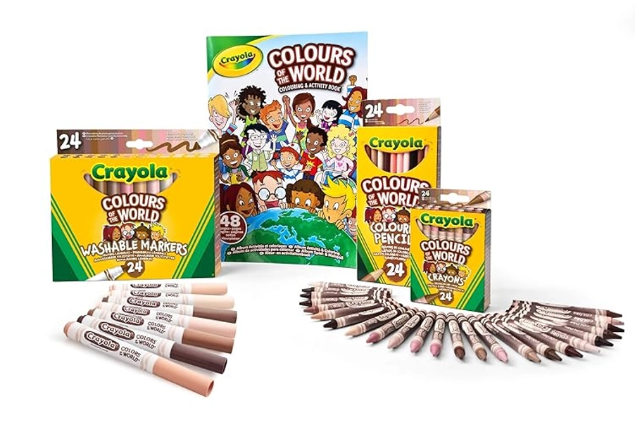 CRAYOLA Colours of The World - Set of 24 Wax Pencils, 24 Felt-Tip Pens, 24 Multicultural Pencils and 1 Album
